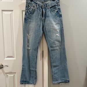 Men Low Rise Boot American Eagle Outfitters Light Blue Denim Jeans